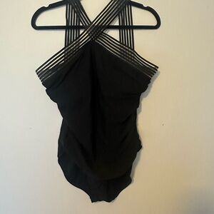 Aqua Green Black One Piece Swimsuit